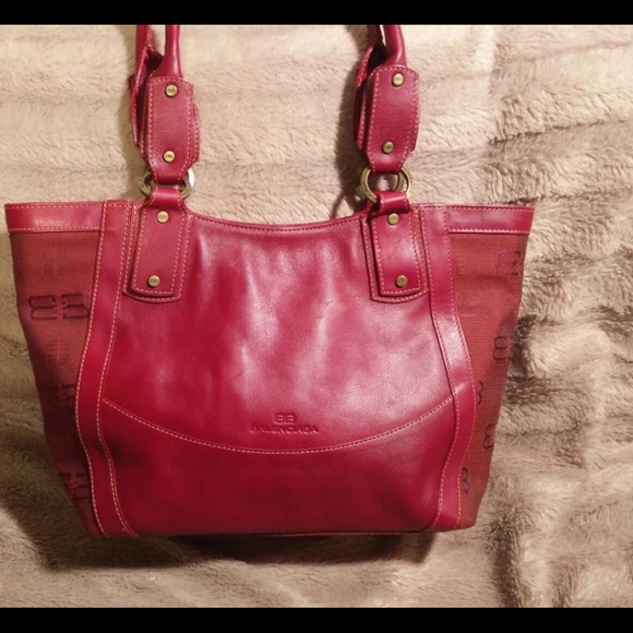 Balenciaga Handbags - BALENCIAGA 🌺Red Canvas/Leather Tote Vintage EVC!